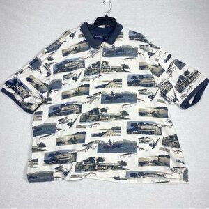 Vintage Puritan Fishing Polo Men's 3XL Bait & Tackle Print Short Sleeve Outdoor